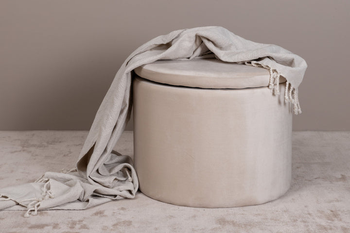 Venture Home Dunken Pouf - / Beige Velvet