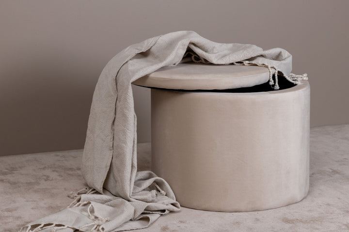 Venture Home Dunken Pouf - / Beige Velvet