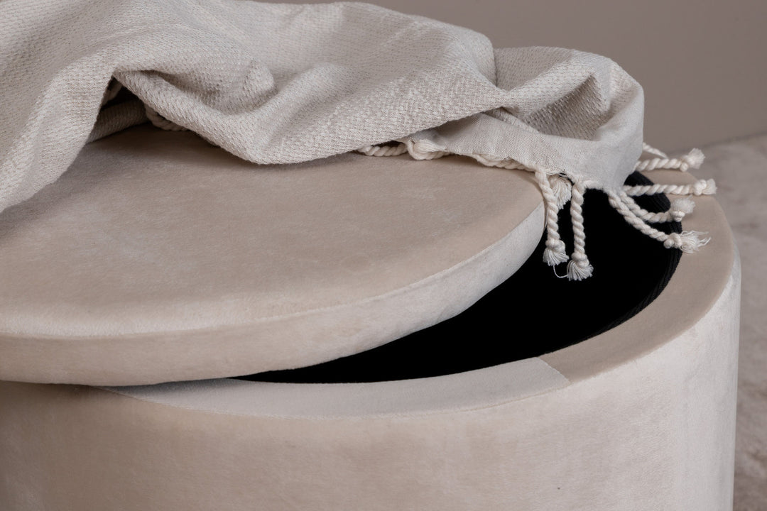 Venture Home Dunken Pouf - / Beige Velvet