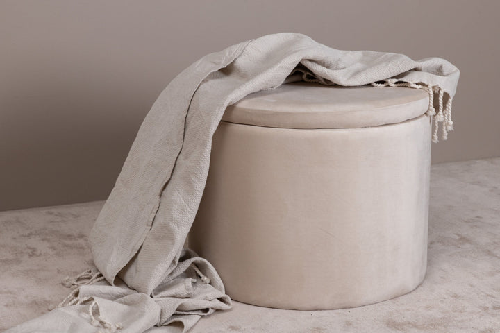 Venture Home Dunken Pouf - / Beige Velvet