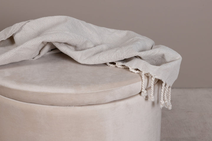 Venture Home Dunken Pouf - / Beige Velvet