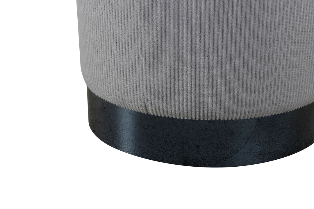 Venture Home Benji Pouf - Black / Grey Corduroy