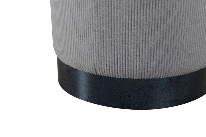 Venture Home Benji Pouf - Black / Grey Corduroy