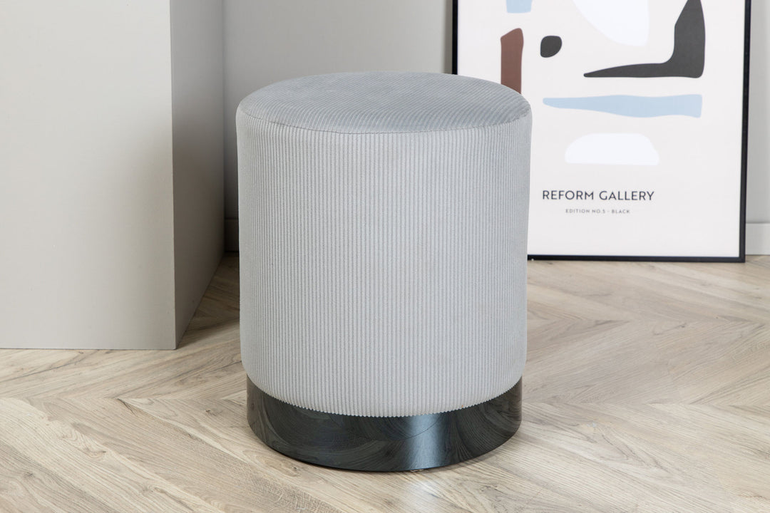 Venture Home Benji Pouf - Black / Grey Corduroy