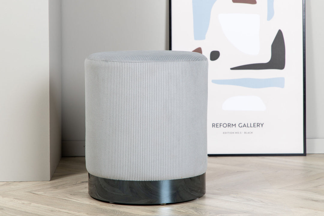 Venture Home Benji Pouf - Black / Grey Corduroy