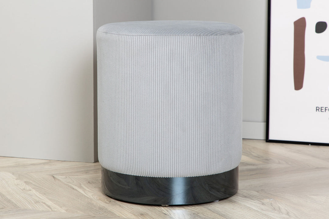 Venture Home Benji Pouf - Black / Grey Corduroy