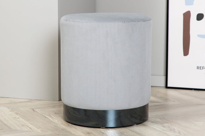 Venture Home Benji Pouf - Black / Grey Corduroy