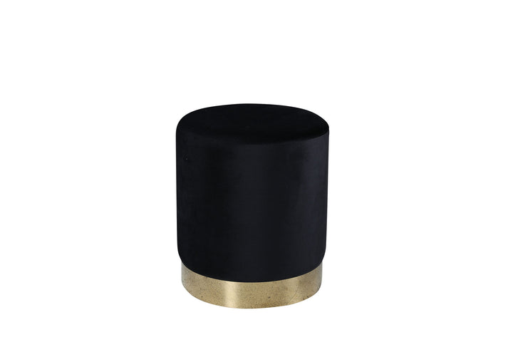 Venture Home Benji Pouf - Brass / Black Velvet