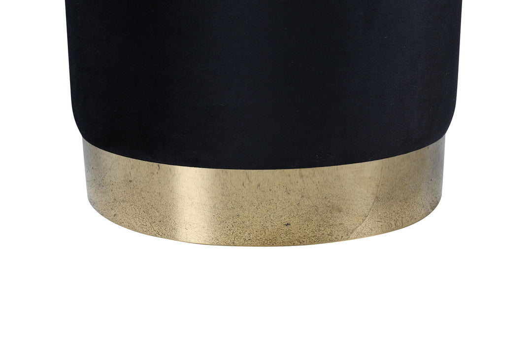 Venture Home Benji Pouf - Brass / Black Velvet