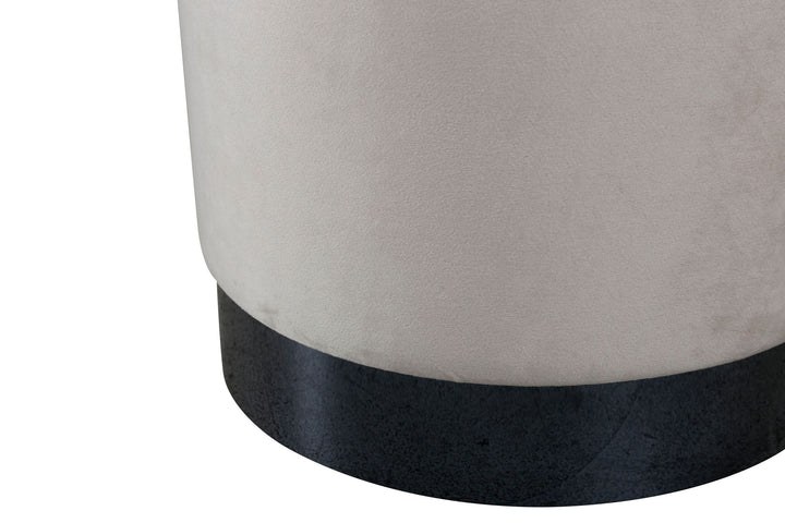Venture Home Benji Pouf - Black / Beige Velvet