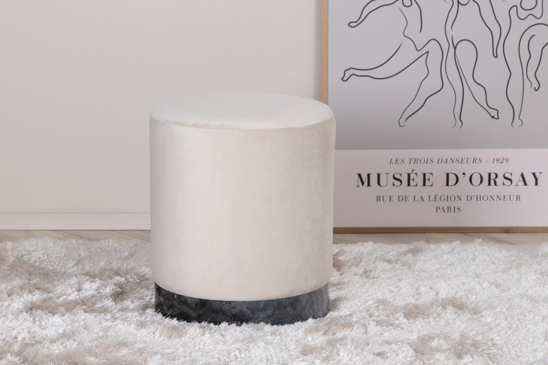 Venture Home Benji Pouf - Black / Beige Velvet