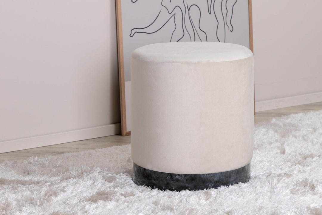 Venture Home Benji Pouf - Black / Beige Velvet