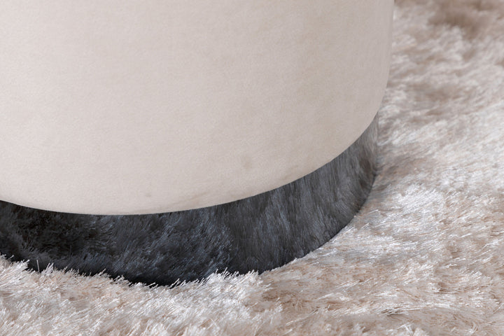 Venture Home Benji Pouf - Black / Beige Velvet