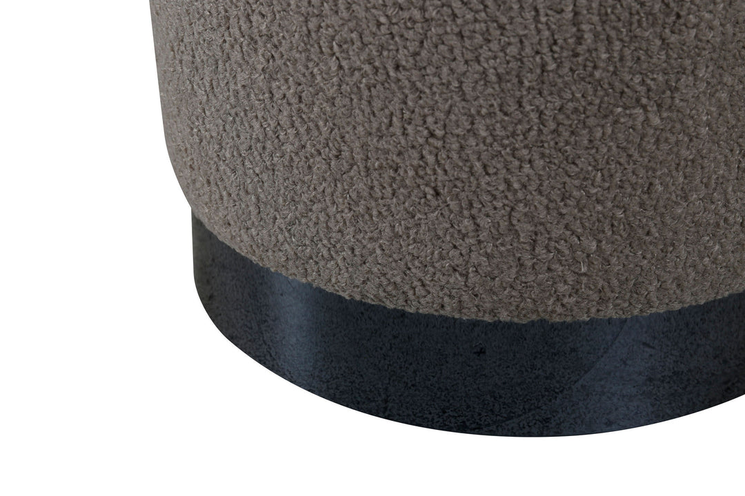 Venture Home Benji Pouf - Black / Greige Teddy