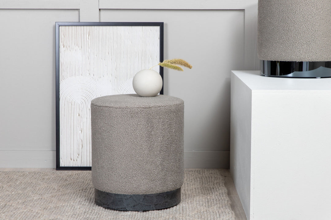 Venture Home Benji Pouf - Black / Greige Teddy