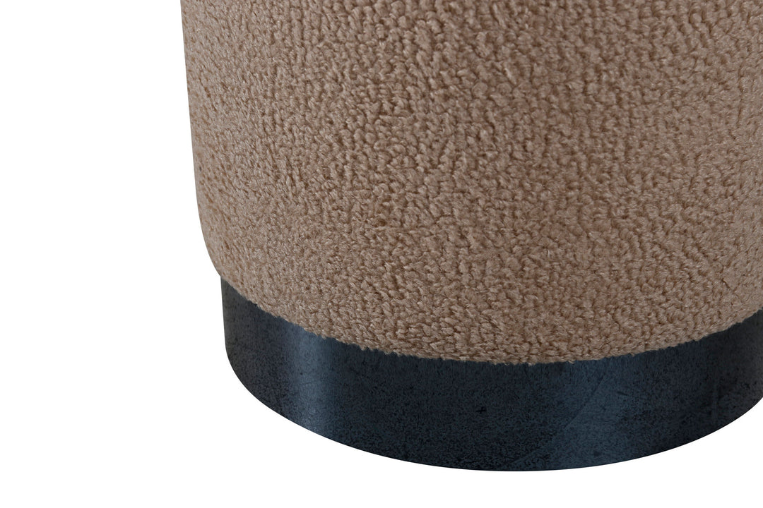 Venture Home Benji Pouf - Black / Beige Teddy