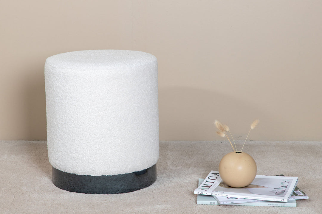 Venture Home Benji Pouf - Black / Offwhite Teddy
