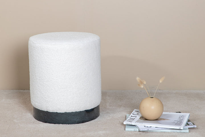 Venture Home Benji Pouf - Black / Offwhite Teddy