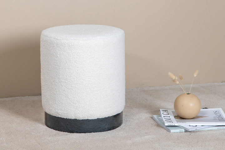 Venture Home Benji Pouf - Black / Offwhite Teddy