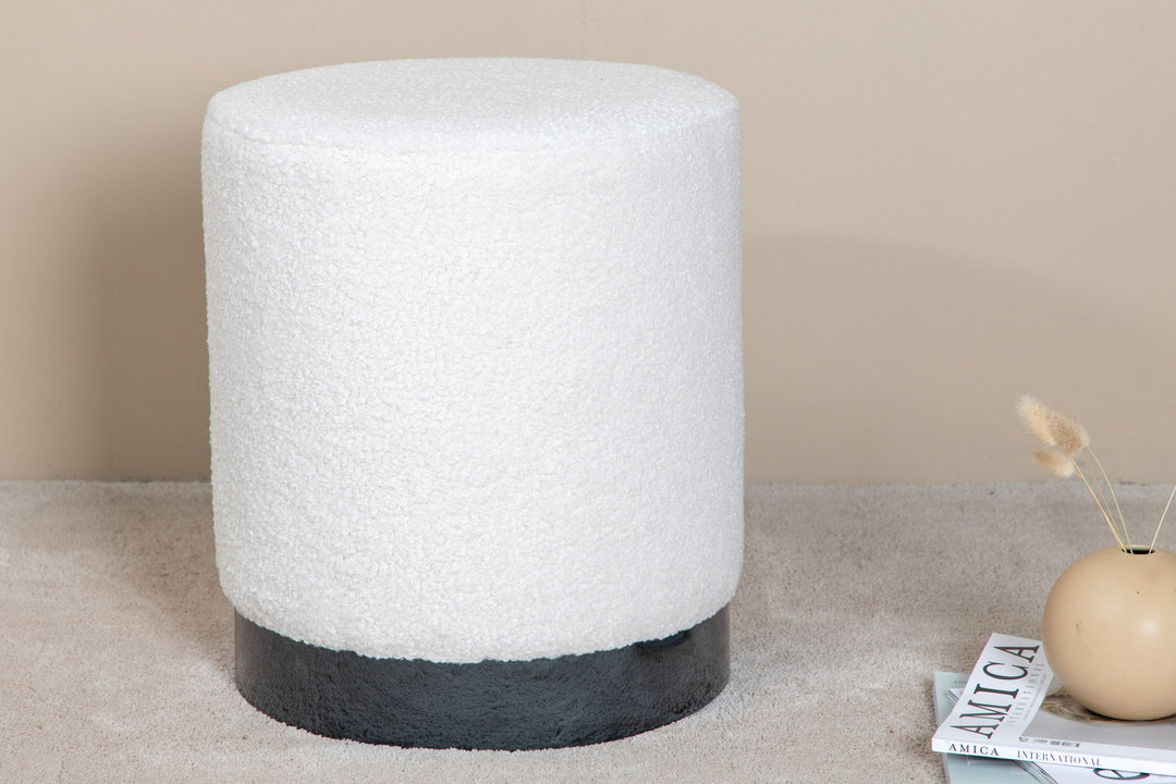 Venture Home Benji Pouf - Black / Offwhite Teddy