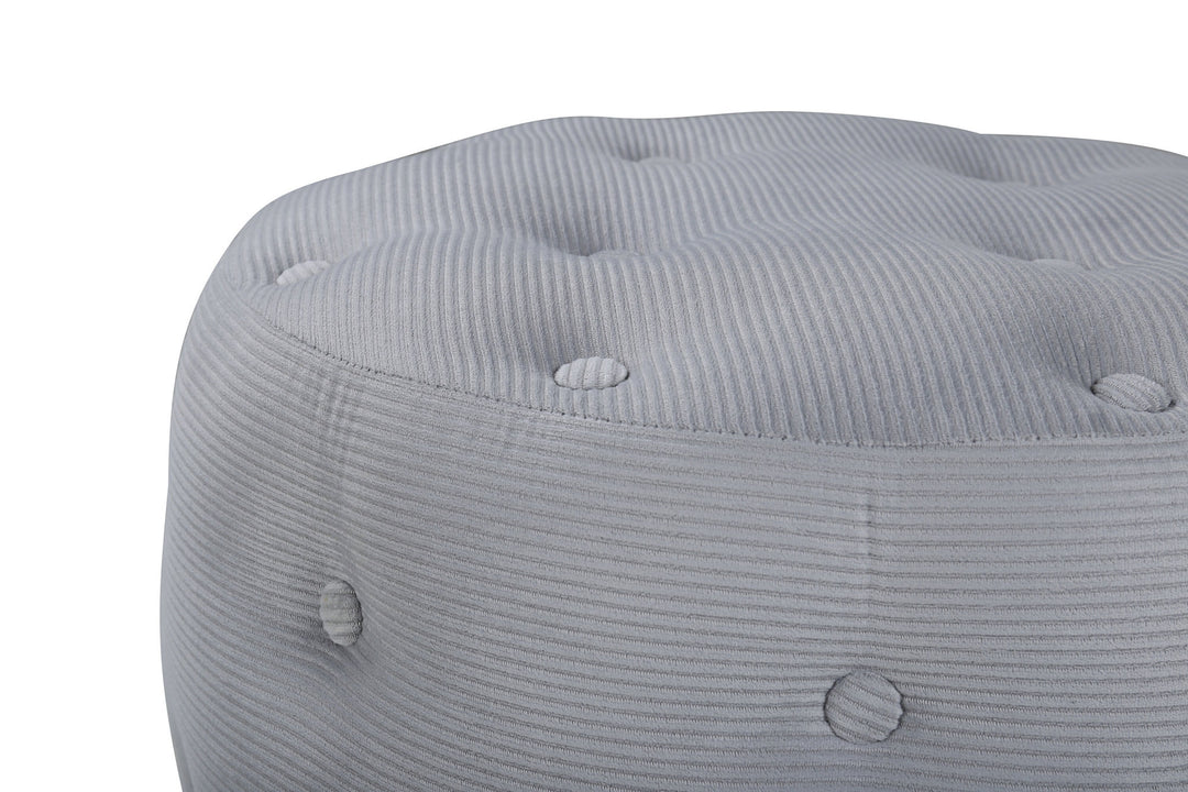 Venture Home Benjamin Pouf - / Grey Corduroy