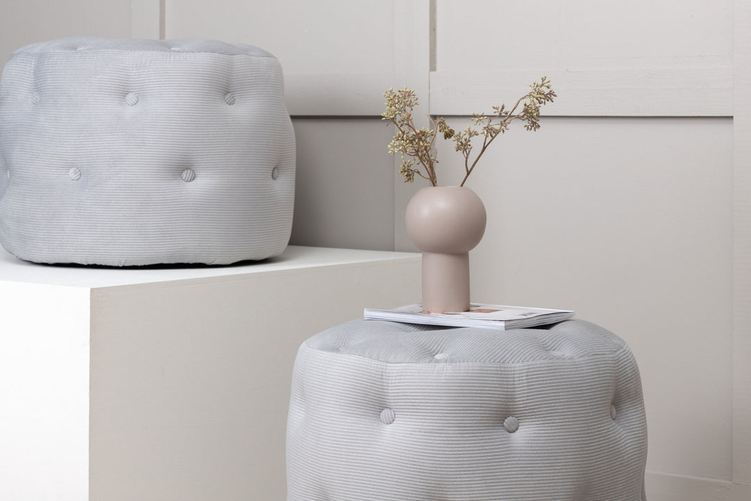 Venture Home Benjamin Pouf - / Grey Corduroy