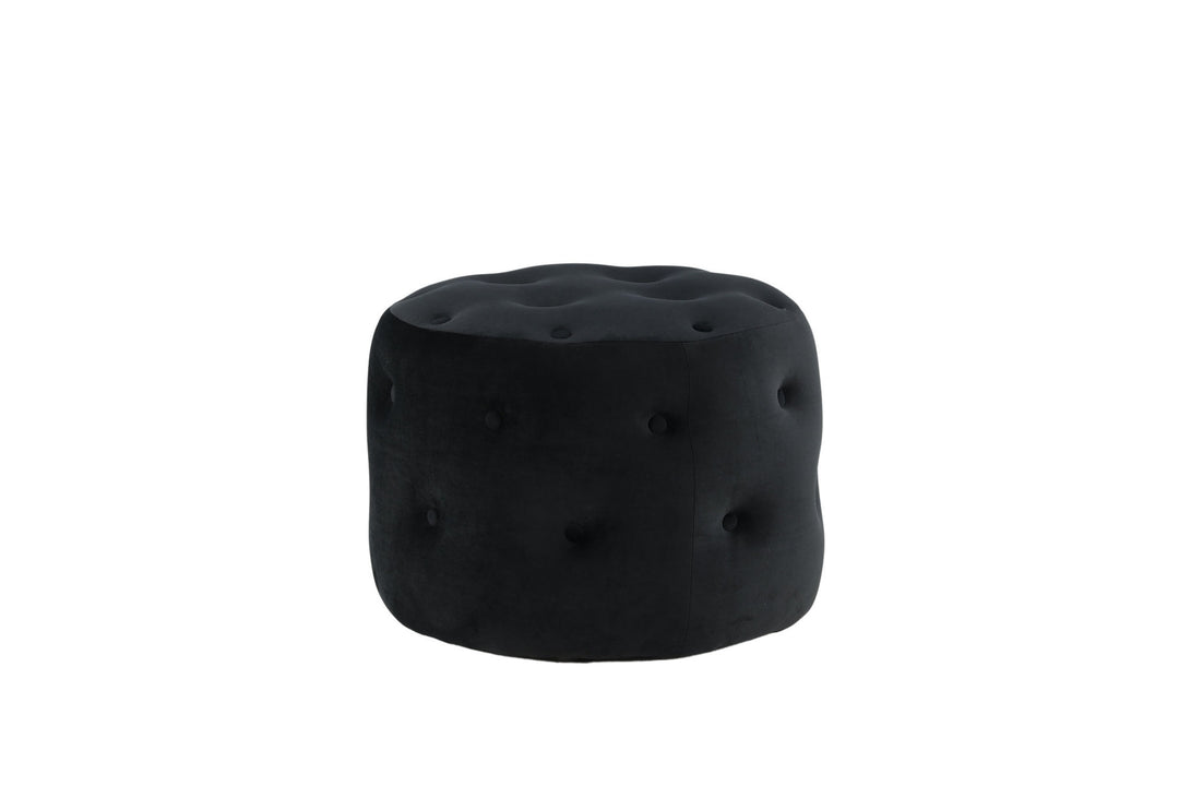 Venture Home Benjamin Pouf - / Black Velvet