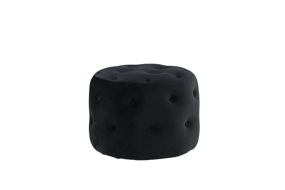 Venture Home Benjamin Pouf - / Black Velvet