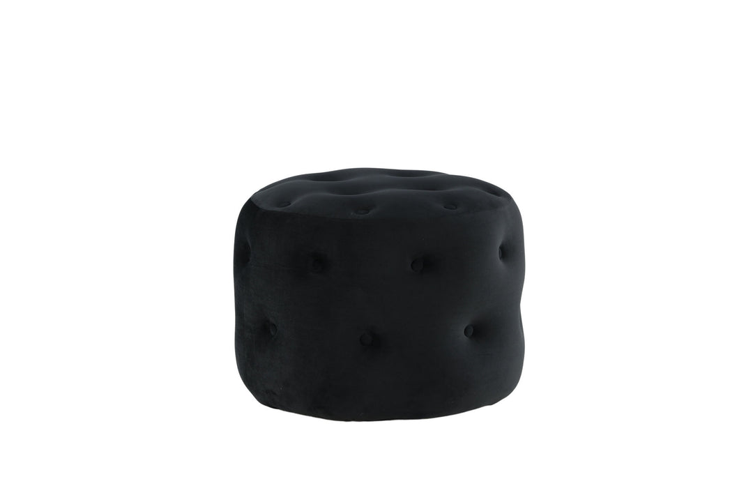 Venture Home Benjamin Pouf - / Black Velvet
