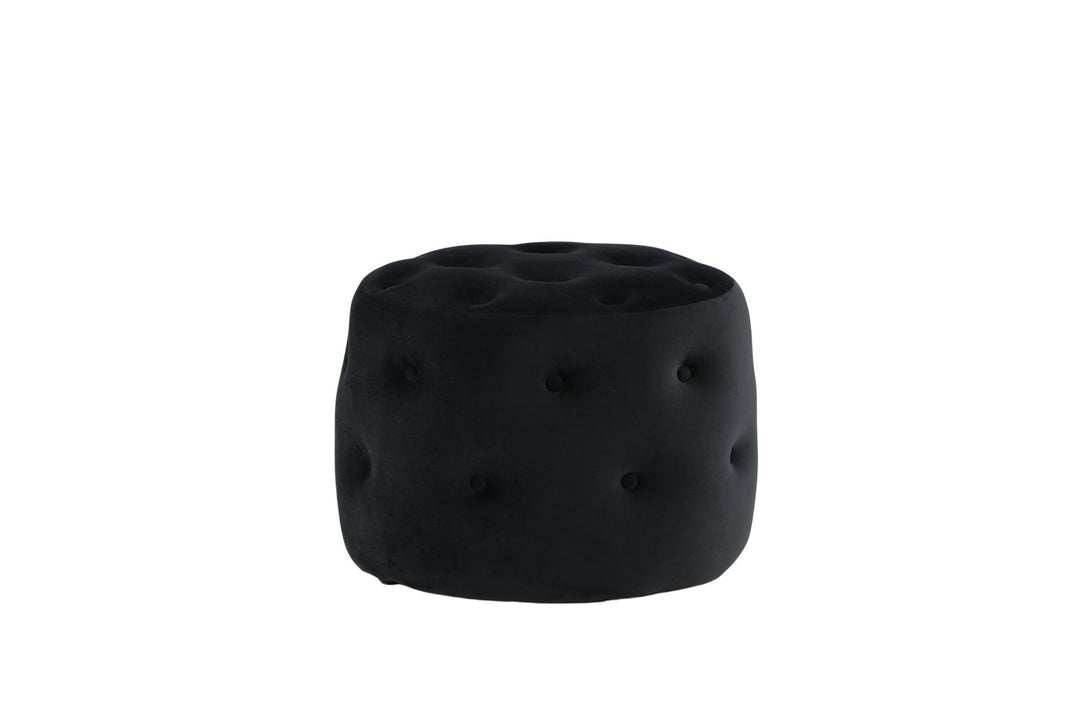 Venture Home Benjamin Pouf - / Black Velvet
