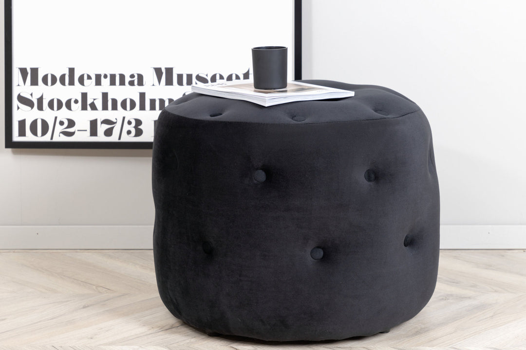 Venture Home Benjamin Pouf - / Black Velvet