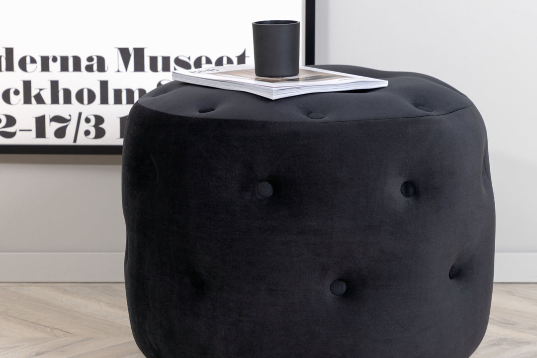 Venture Home Benjamin Pouf - / Black Velvet