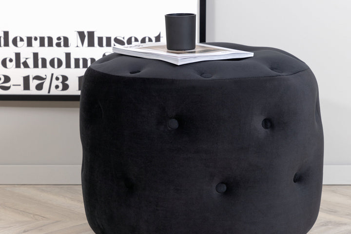 Venture Home Benjamin Pouf - / Black Velvet