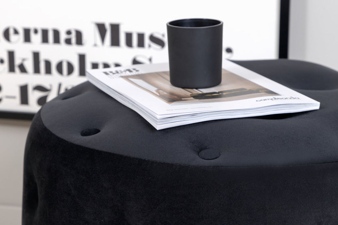 Venture Home Benjamin Pouf - / Black Velvet