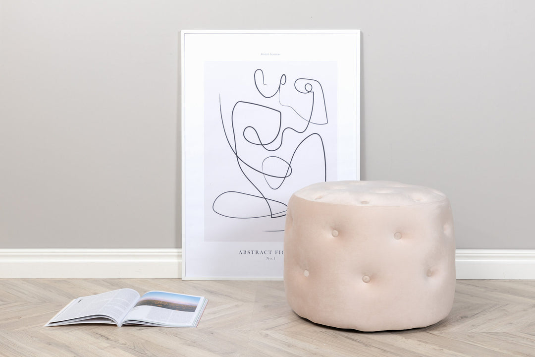 Venture Home Benjamin Pouf - / Beige Velvet