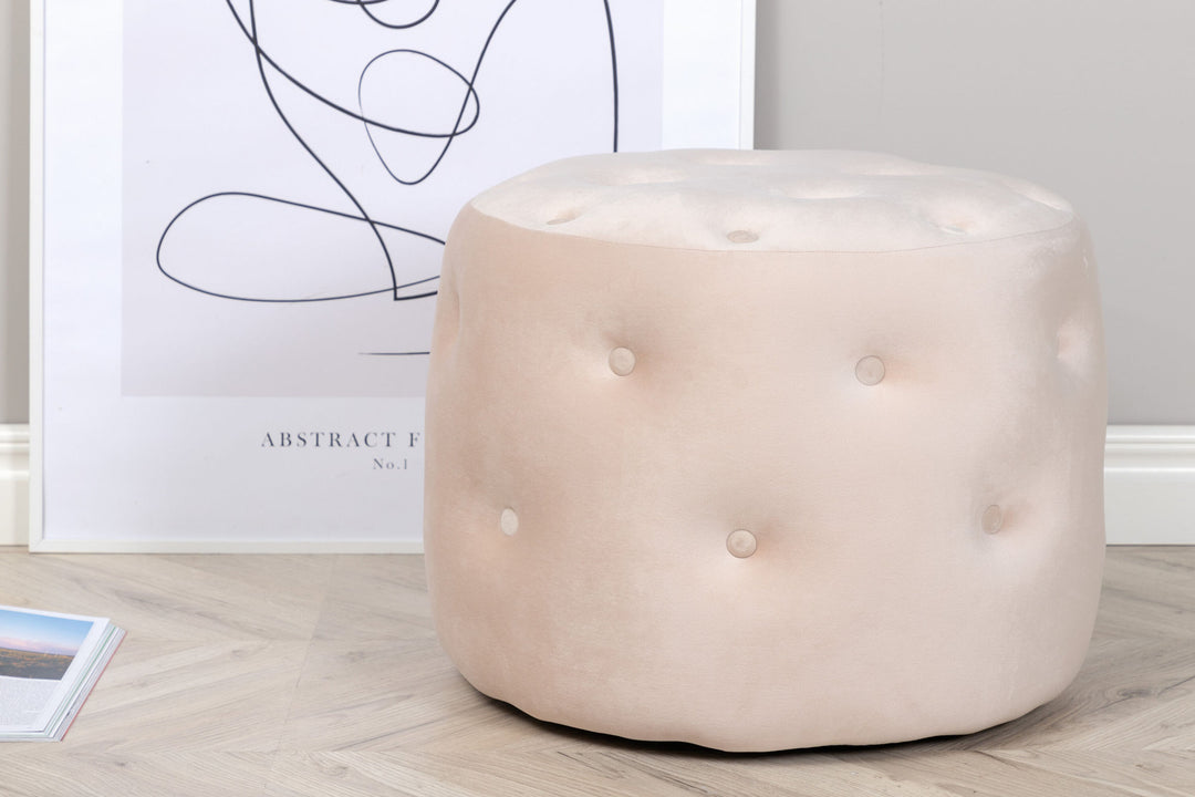 Venture Home Benjamin Pouf - / Beige Velvet