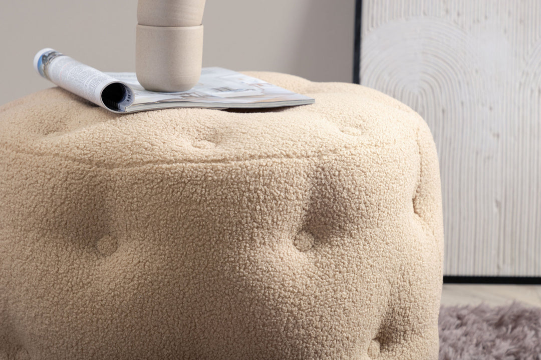 Venture Home Benjamin Pouf - / Beige Teddy