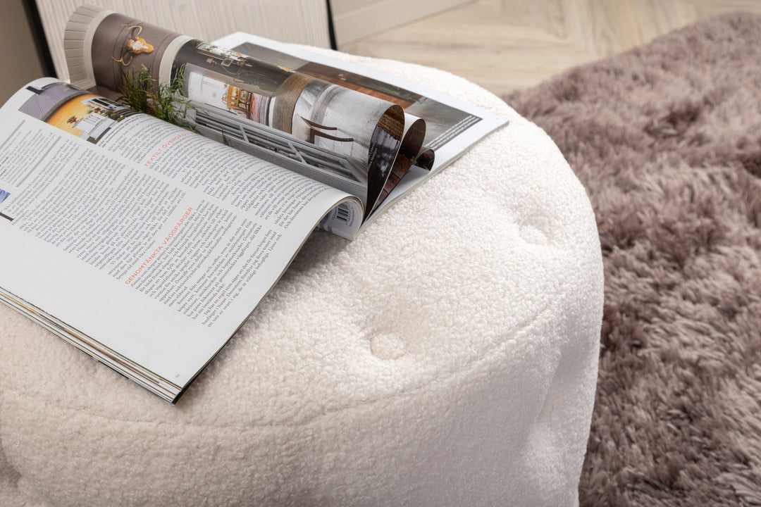 Venture Home Benjamin Pouf - / Offwhite Teddy