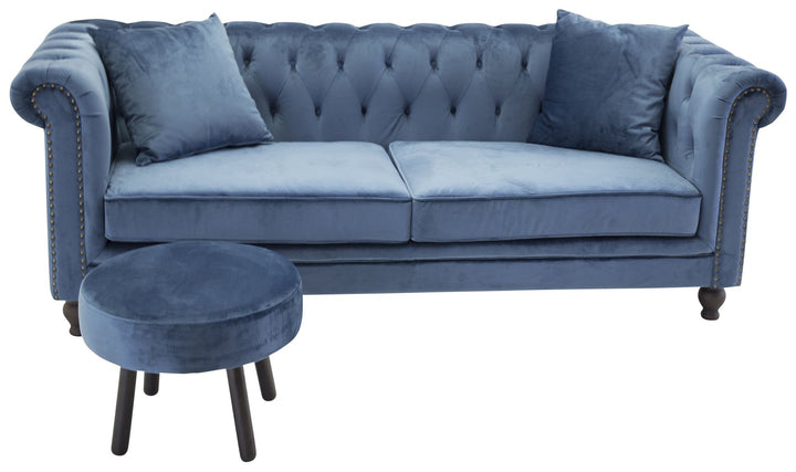 Venture Home Velvet 3-sitssoffa - Blå Sammet