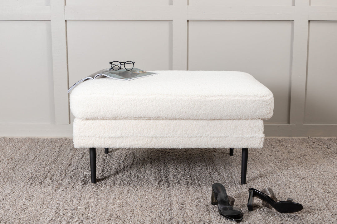 Venture Home Boom Ottoman - Black / white Teddy