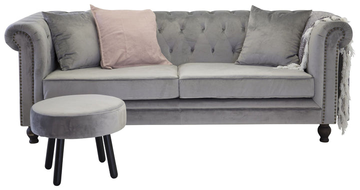 Venture Home Velvet 3-sitssoffa - Ljusgrå Sammet