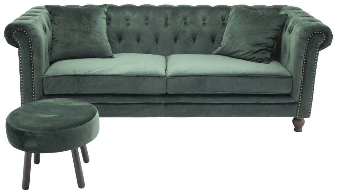 Venture Home Velvet 3-sitssoffa - Mossgrön Sammet