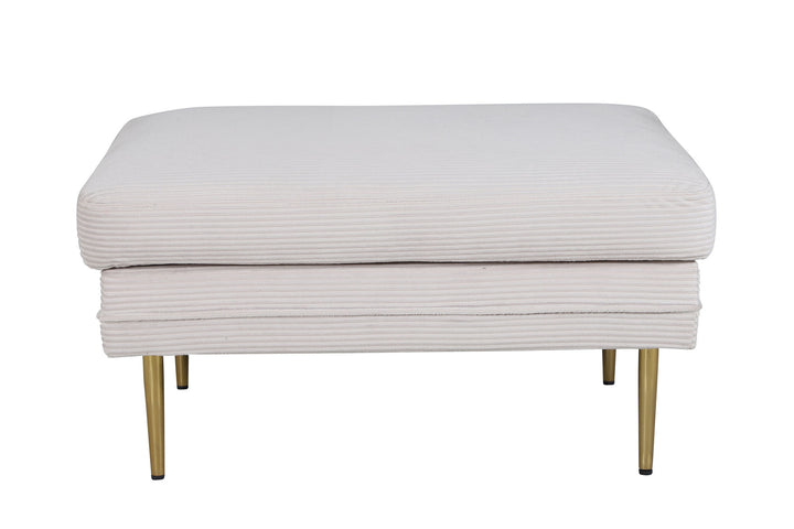 Venture Home Boom Ottoman - Brass / Beige Corduroy