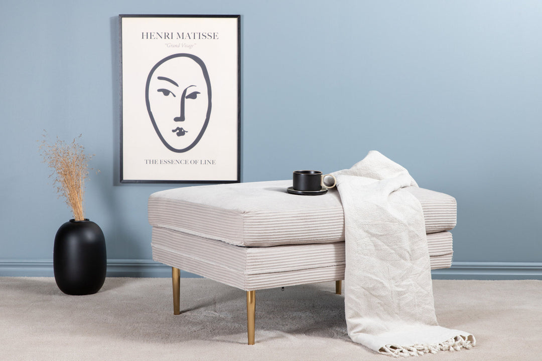 Venture Home Boom Ottoman - Brass / Beige Corduroy