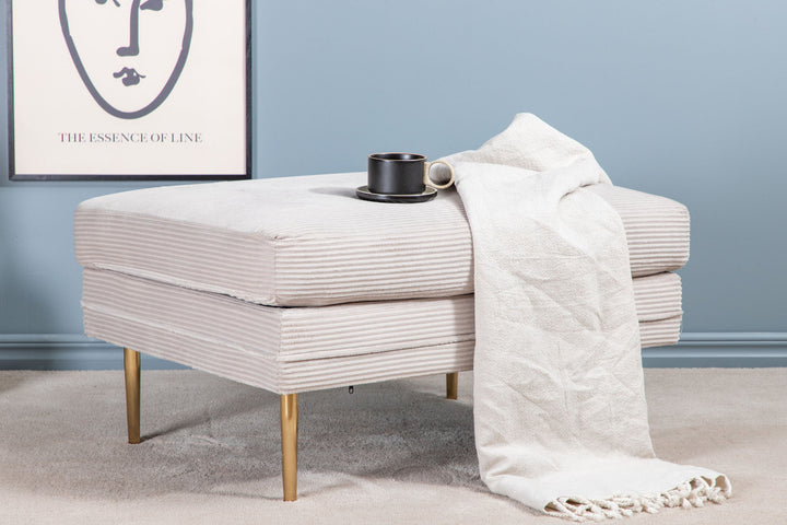 Venture Home Boom Ottoman - Brass / Beige Corduroy