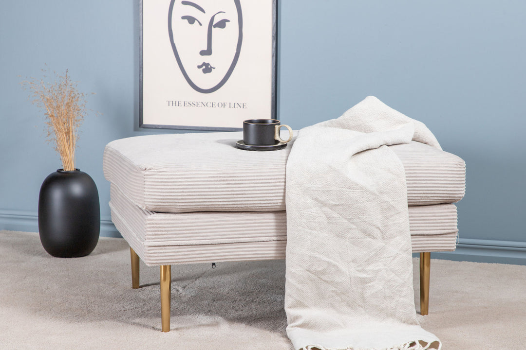Venture Home Boom Ottoman - Brass / Beige Corduroy
