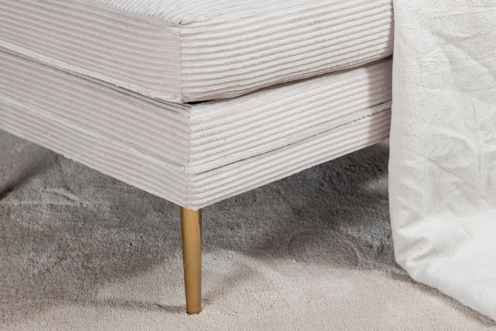 Venture Home Boom Ottoman - Brass / Beige Corduroy