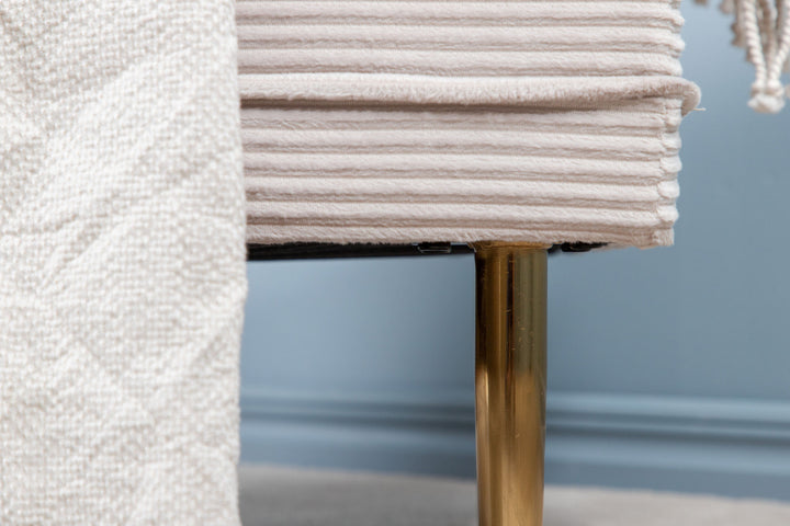 Venture Home Boom Ottoman - Brass / Beige Corduroy