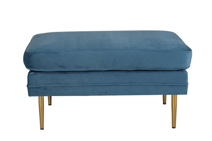 Venture Home Boom Ottoman - Brass / Blue Velvet