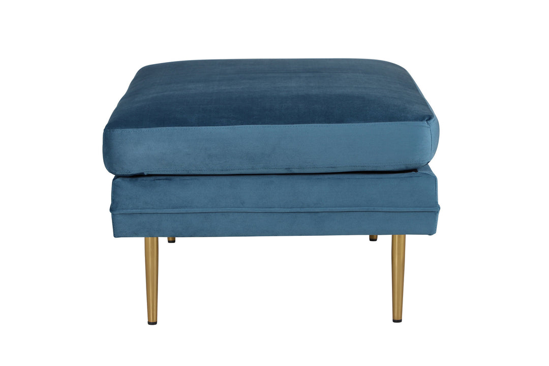Venture Home Boom Ottoman - Brass / Blue Velvet